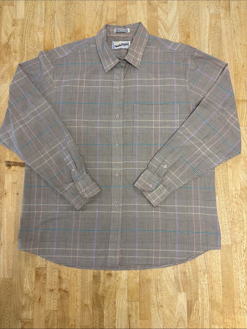 VTG Diane Von Furstenberg Plaid Button Up Shirt Made in Hong Kong Size 16 80s